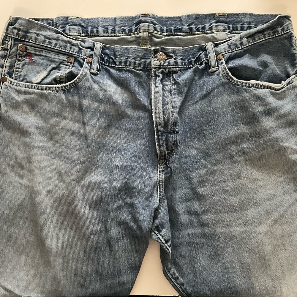 POLO RALPH LAUREN Hampton Straight Jeans 100% Cotton Faded Blue Jeans Sz 42/32